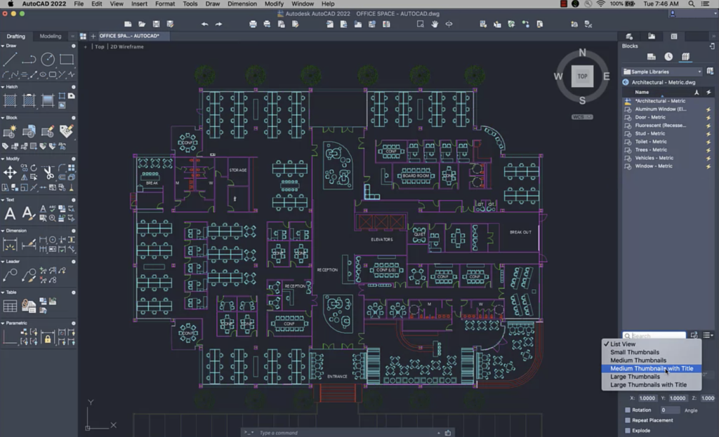 AutoCAD 2022 for Mac Blocks palette