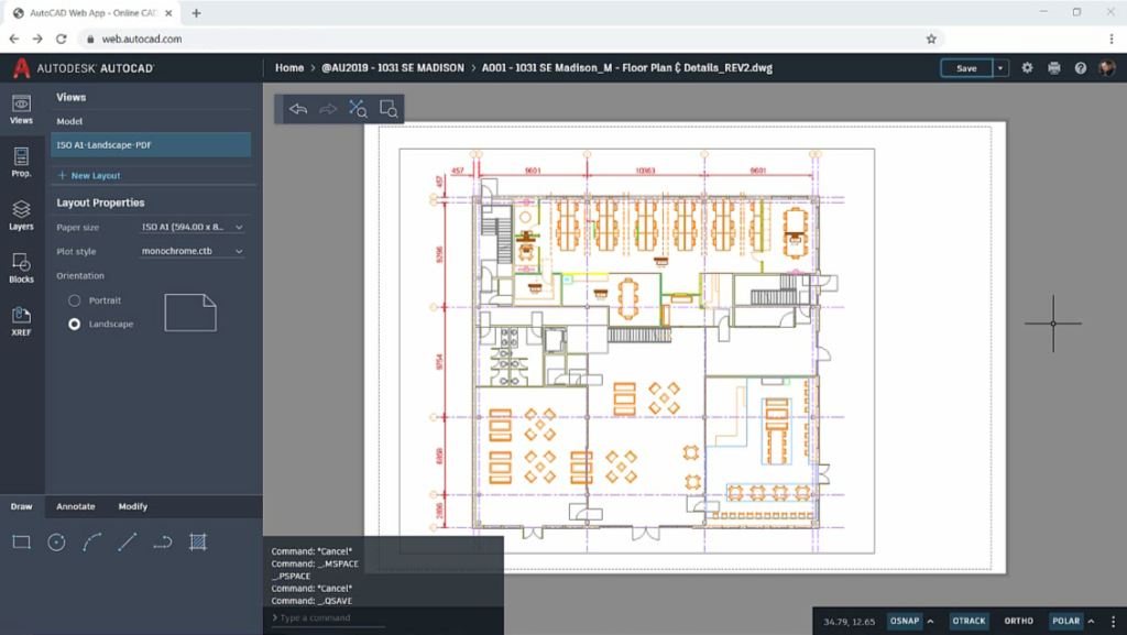 AutoCAD web app plot to PDF