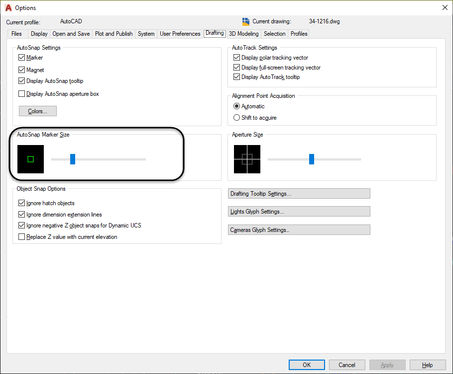 Drafting tab AutoCAD