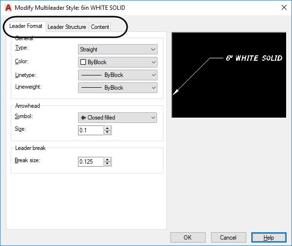 Multileader Style Manager AutoCAD tabs