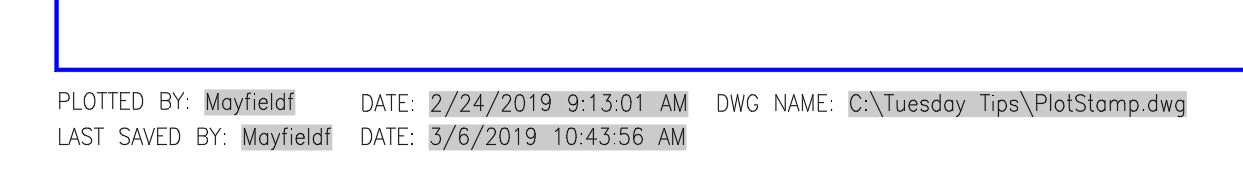 Plot Stamp Fields AutoCAD