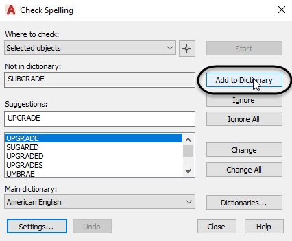 Add to Dictionary AutoCAD