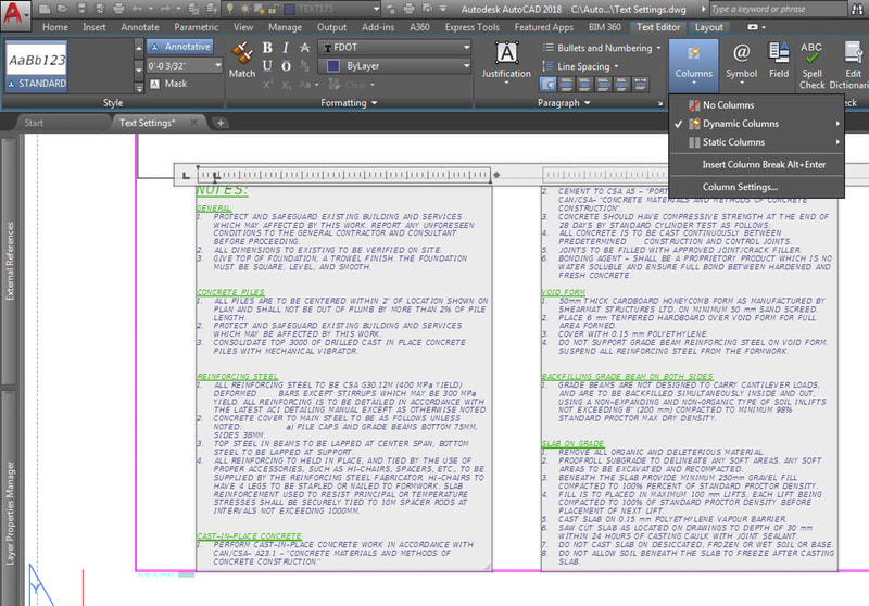 AutoCAD Text Settings