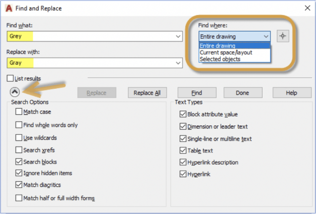 Editing Text in AutoCAD: Find and Replace