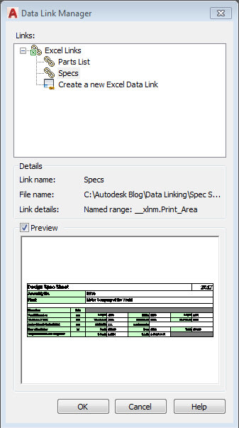 AutoCAD Data Linking