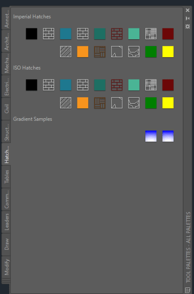 AutoCAD Tool Palettes: Hatching Tool Palette