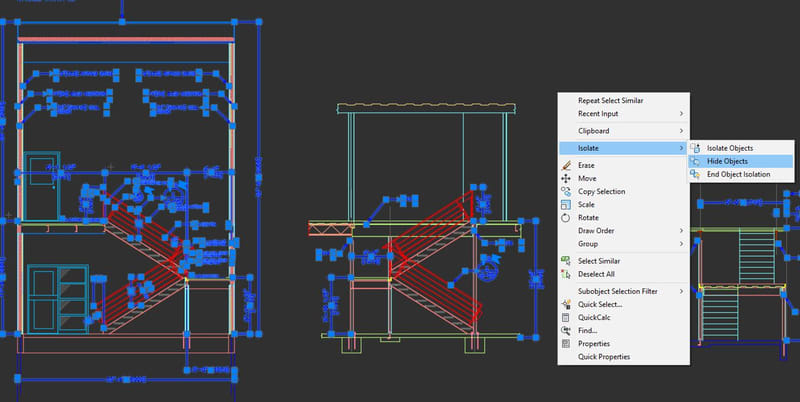 AutoCAD Object Selection and Isolation