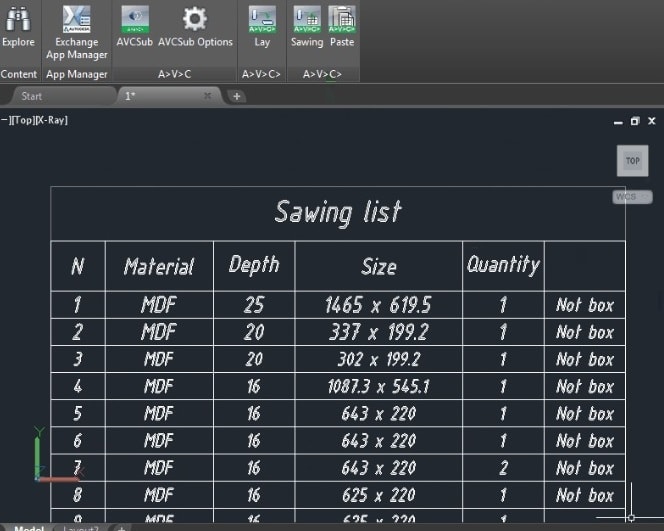 Sawing App AutoCAD CNC