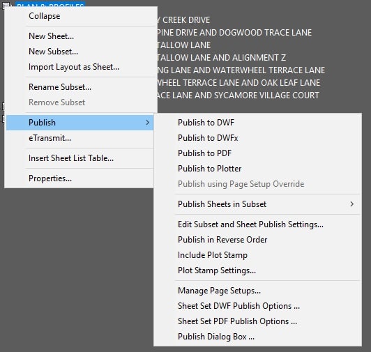 plot-options autocad sheet sets