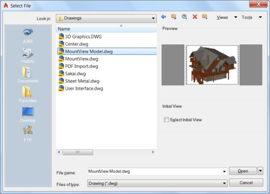 AutoCAD Dialog Boxes: Select File