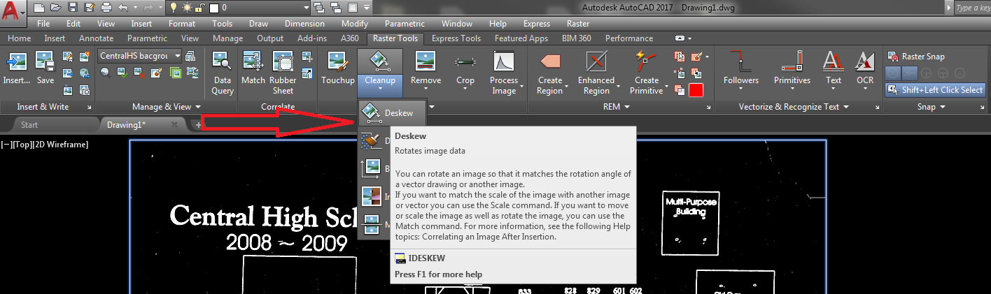 AutoCAD Raster Design from PDF Scan: Deskew