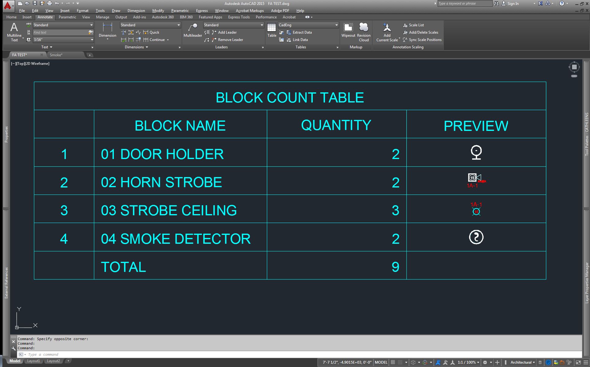 Combining AutoCAD Functions for a Faster Worfklow: Block Count Table