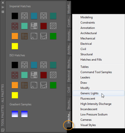 AutoCAD tool palette right-click tabs. AutoCAD Tuesday Tips.