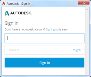 AutoCAD 2017 - Autodesk - Sign In dialog box.