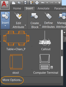 AutoCAD 2017 - Accessing the Insert dialog box