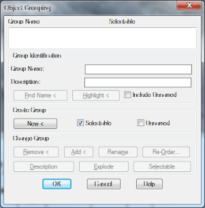 Classic AutoCAD Object Grouping dialog box