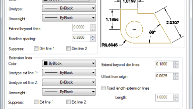 AutoCAD Dimensions dialog box