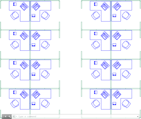 Arrays in AutoCAD: Rectangular Array (Cubicle Furniture Pattern)