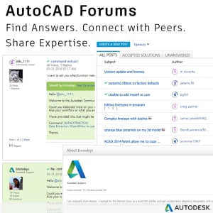 AutoCAD Forums slogan: Find Answers. Connect with Peers. Share Expertise.