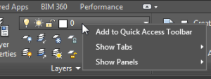 Right-click to add a tool to the Quick Access Toolbar.