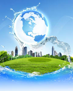 AutoCAD customer success stories in sustainability. Image is green planet against blue sky and water.