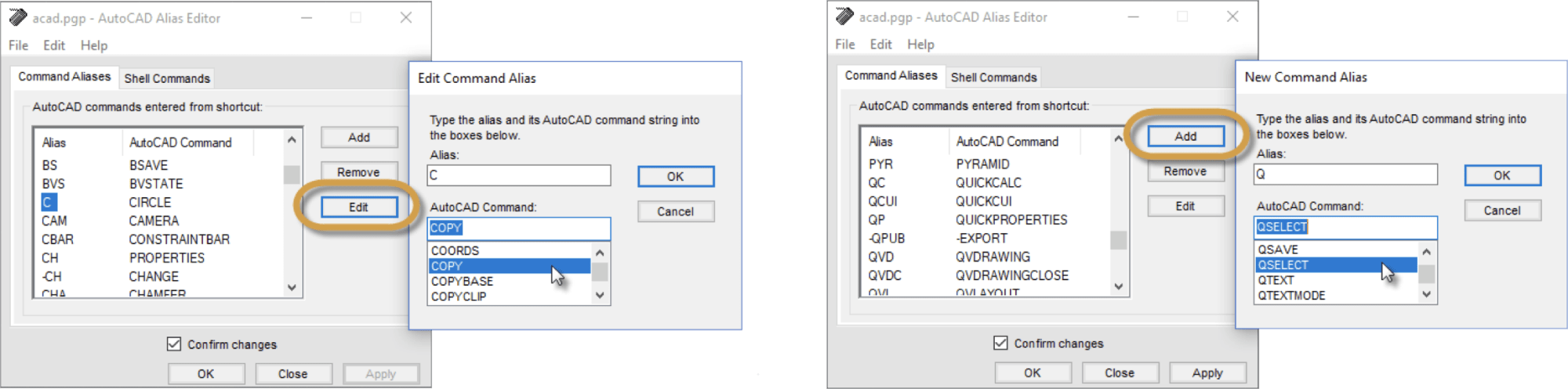 AutoCAD Command Alias Editor
