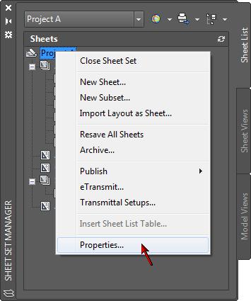 Assign AutoCAD Sheet Set Properties