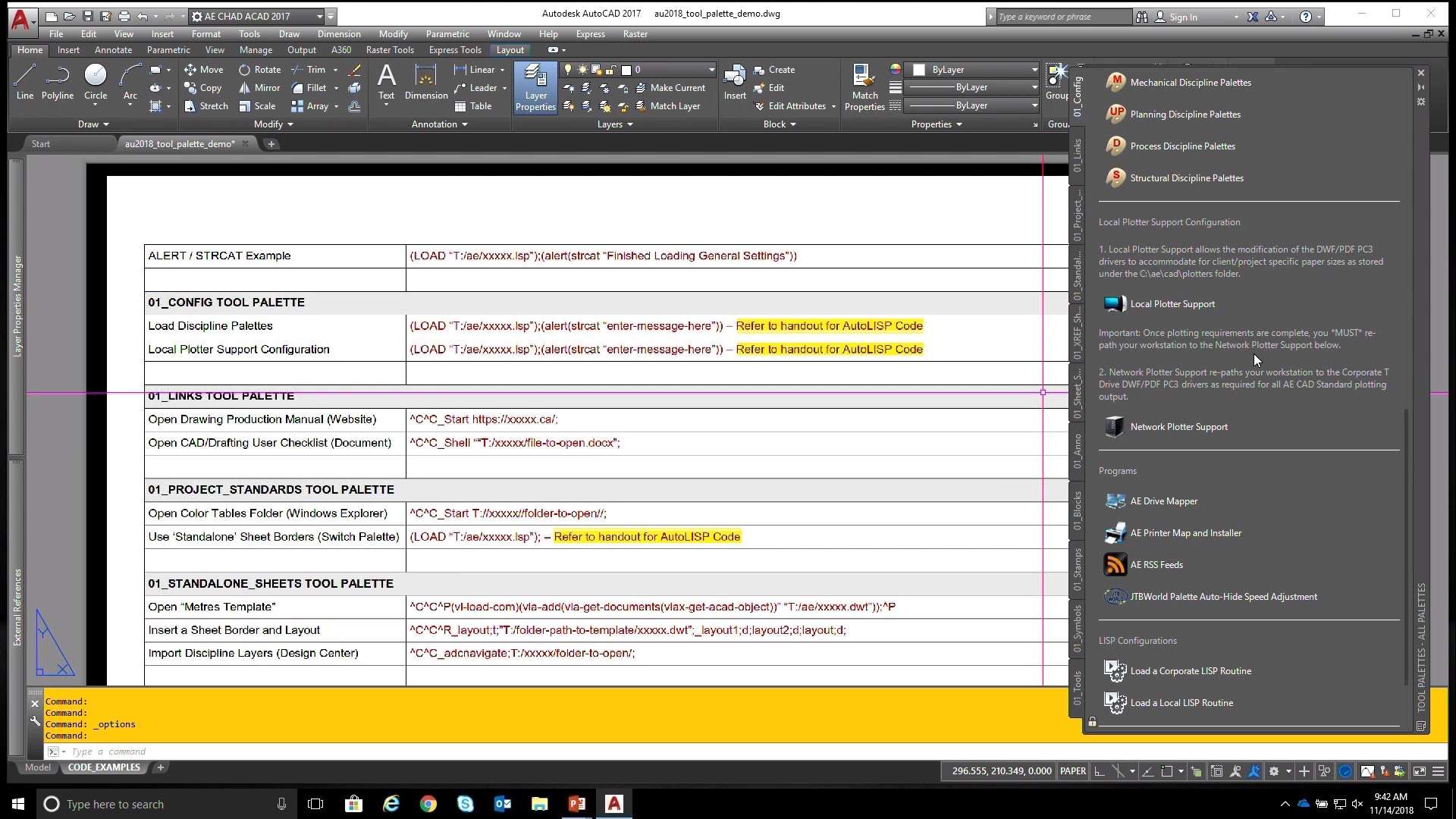 tool palettes and CAD standards