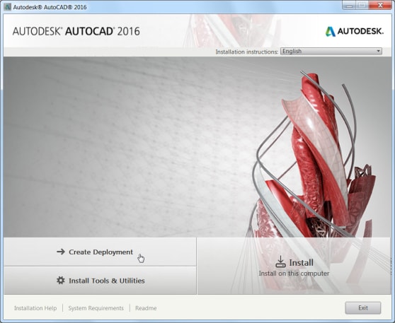 AutoCAD Create Deployment screen