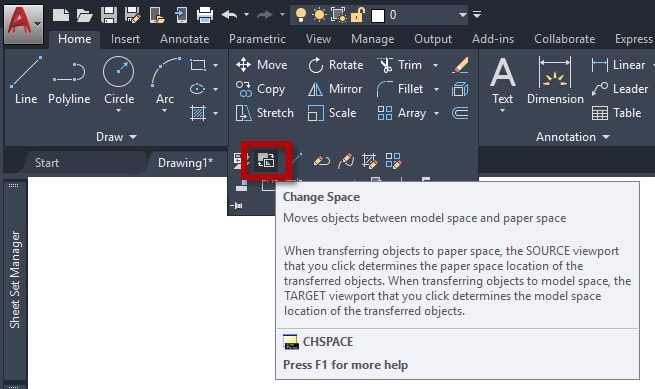 Change Space in AutoCAD
