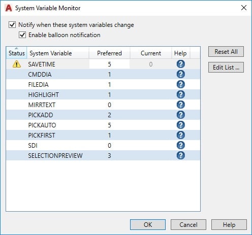 System Variables in AutoCAD