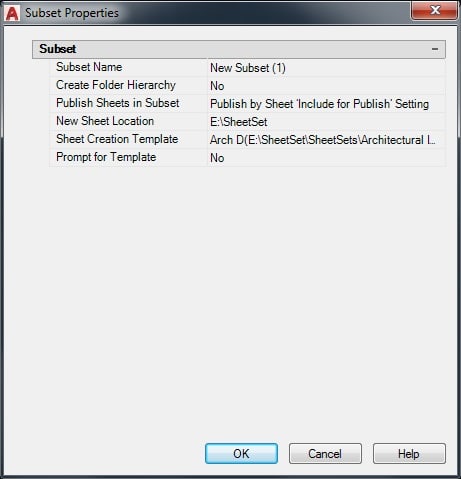AutoCAD Subset Sheet Set