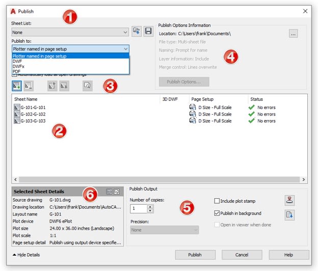publish output AutoCAD