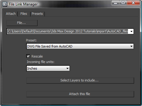3ds Max File Link Manager dialog box