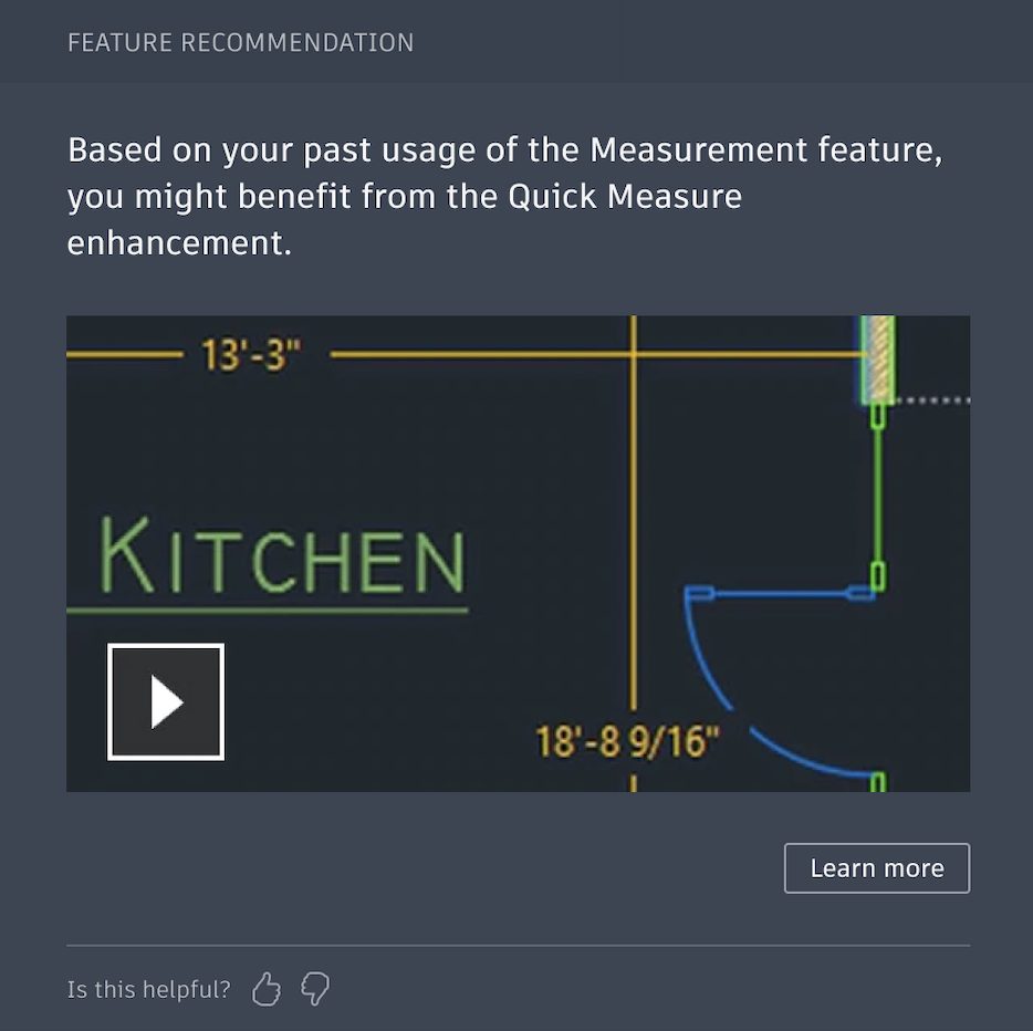 AutoCAD My Insights Measurement Suggestion