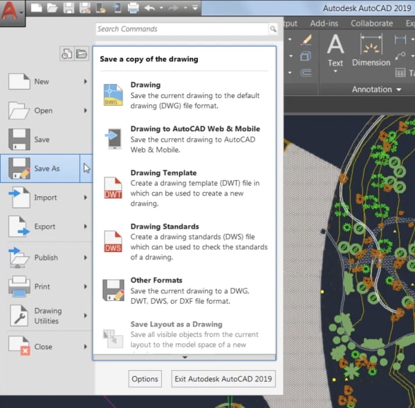 AutoCAD 2019 Save to Web & Mobile