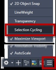 Selection Cycling Status Bar AutoCAD